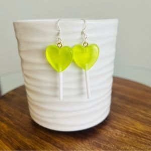 Sterling Silver Lime Green Lollipop Earrings